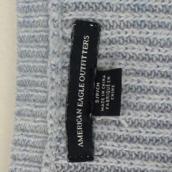 American Eagle Boho Baggy Floral Embroidered Light Blue V-Neck Sweater Small - Picture 2 of 11